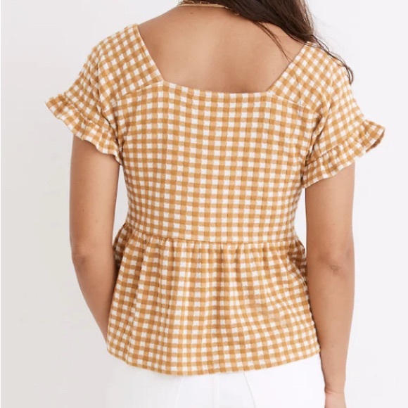MADEWELL••Gingham Knit Ruffle Hem Top••XXS - Picture 2 of 7